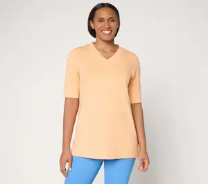 Denim & Co. Essentials Petite So Soft Jersey V-Neck Tunic