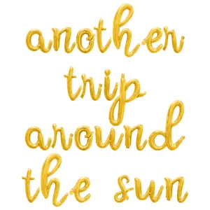 Cursive Script Letter Balloons - ANOTHER TRIP AROUND THE SUN 16" Inch Alphabet Letters Foil Mylar Balloon Birthday Party Banner