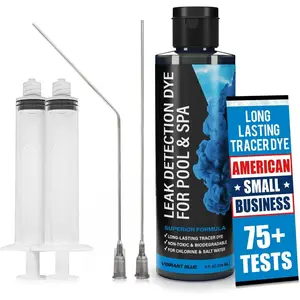 Pool Leak Detection Dye Kit - with 2 Precision Applicators - 75+ Tests -  Long Lasting UV Pool Dye Easily Locates Leaks - for  Pool, , & Hot Tub Types - 8 OZ ( Blue)