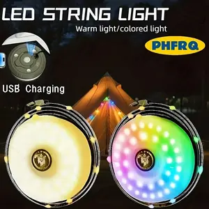 USB Rechargeable Camping Fairy Lights with 8 Lighting Modes, Portable LED String Lights for Bedroom, Garden, Wedding Decor, Birthday Parties