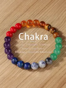 Natural Crystal Tiger Eye Amethyst Lapis Lazuli Beaded Bracelet, Chakra Alignment Yoga Jewelry, Spiritual Gift for Friends, Casual Occasion