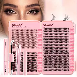 Individual False Eyelashes Kit, 640pcs Mixed Length D Curl False Eyelashes, Self Grafting Curl Eyelashes, Eye Makeup Enhancement False Eyelashes