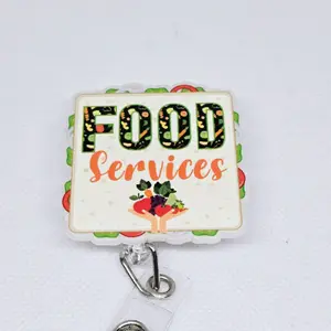 Food Services Acrylic Retractable Badge ID Reel Belt or Alligator Clip Perfect for Dietary or Cafeteria Crew identification supply