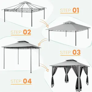 COBIZI 10’ x 10’ Heavy-Duty Gazebo with Improved Mesh Cover, Outdoor Double-Layer Roof Patio Canopy, Metal Steel Frame Sunshade Awning for Patios, Decks, and Backyards