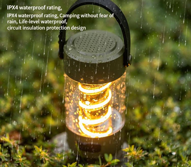 Rechargeable LED Hanging Camping Lantern, Ultra Bright Waterproof Camping Light Strip with Bluetooth Speaker, Portable Emergency Flashlight, Solar Powered Dimmable Outdoor Lamp for Hiking, Camping, Backpacking,  Outdoor Emergency Use