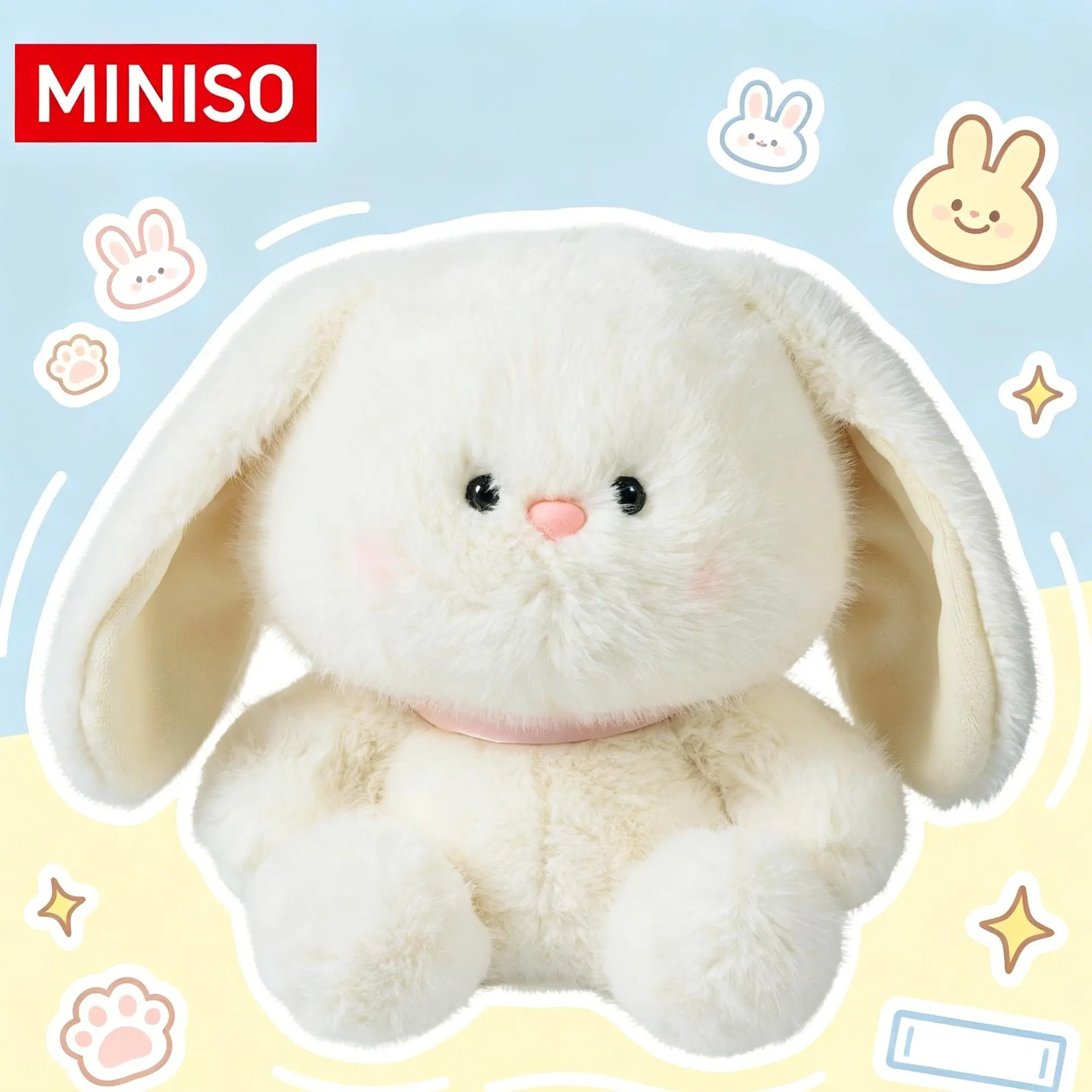 MINISO Tanit Bunny Guardian Series Sitting Plush Toy - Soft Fluffy Stuffed Animal, Cute Character Cartoon Stuffed Toy, Cute Collectible Gift for Kids' Birthdays, Stuffed Animals, Cute Collectibles