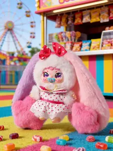 jimo Rolling Paradise Collection 80% Plush Toy，Bunny Plush Dolls，Soft Furry Collectibles，Backpack or clothing decoration,Blind bag Stuffed Animal