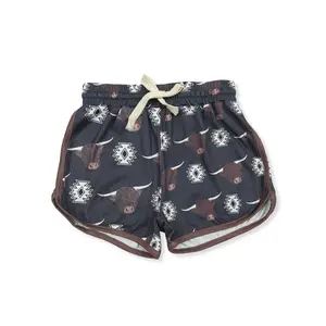 Western Black Cow Print Summer Girls Shorts