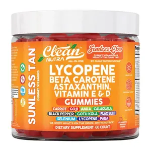 Clean Nutra Lycopene, Beta Carotene, Astaxanthin + Antioxidants & Botanicals for Healthy Radiant Skin - Sunless Glow Gummies