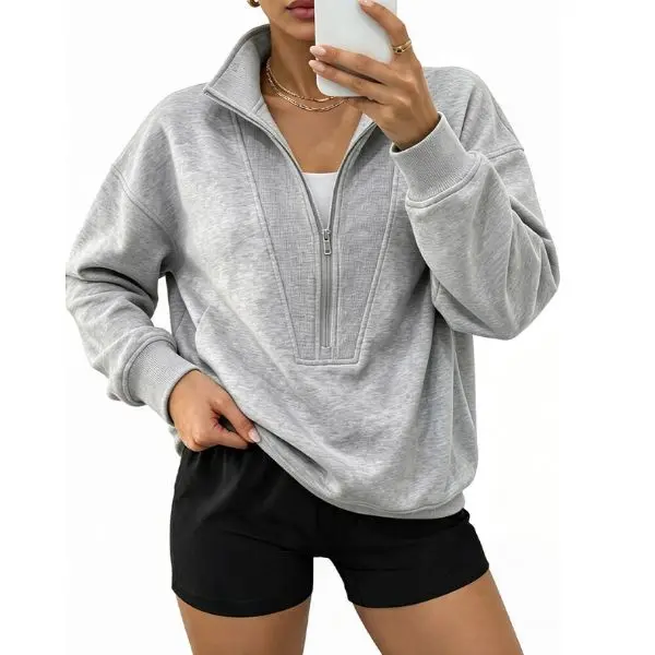 Fisoew Sports Women's Tops for Women 2026 Women's Sweatshirts Half Zip Stand-Collar Sweatshirt Comfortable Soft Fabric Flattering Fit - Womenswear