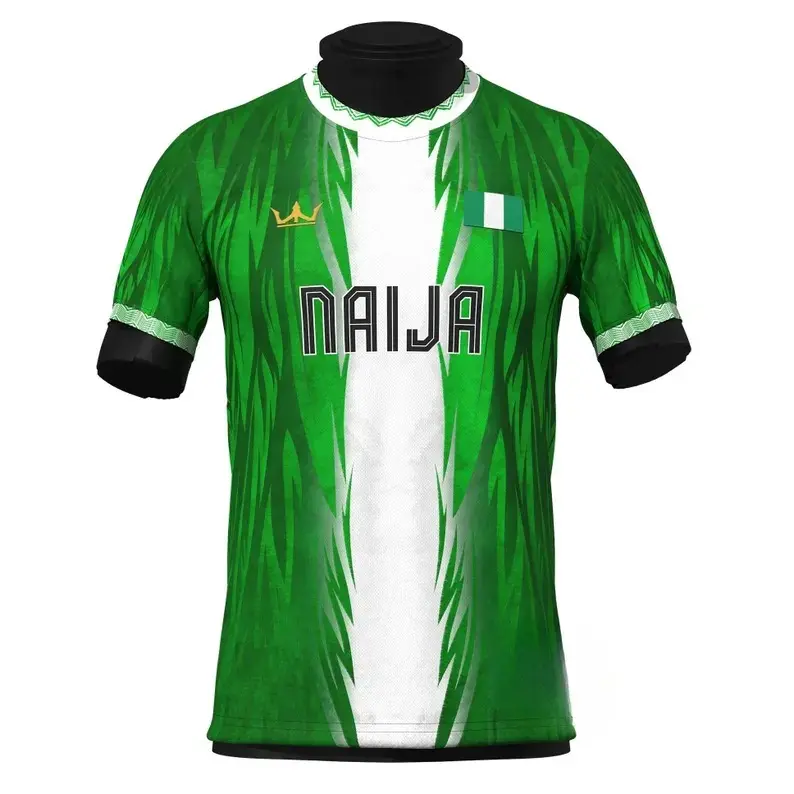 Nigeria Naija Super Eagles Soccer Jersey 2026 Green White Home Away Fan Shirt Men Women Loose Fit Flame Brush Pattern Casual Street Sport Idol Supporter Spring Fall Winter