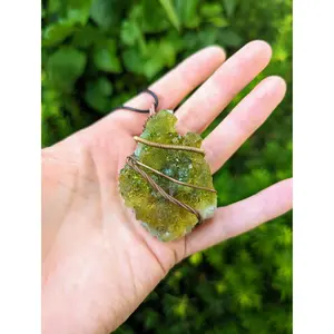 Lime Green Resin Crystal Necklace Geode Necklace Resin Crystal Geode Pendant Wire Wrapped Copper Necklace Bright Green Necklace Lime Green
