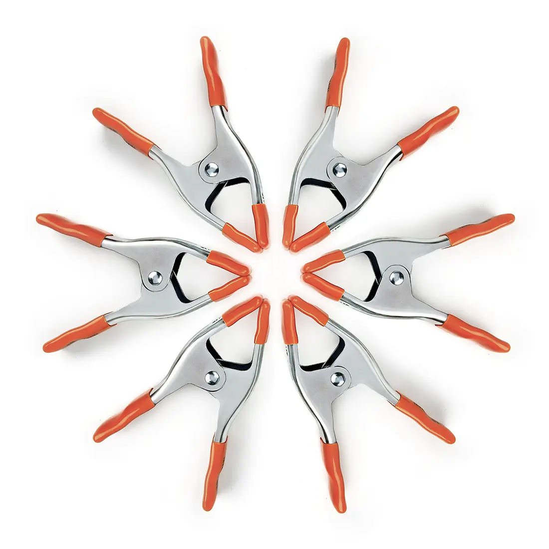 #summersale PONY 6-inch Heavy Duty Spring Clamps Set, 2-inch Jaw Opening, Nickel-plated Steel Spring Clips Clamps with Protected Rubber Handles and Tips, 6-Pack