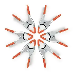 #JumpstartSale PONY 6-inch Heavy Duty Spring Clamps Set, 2-inch Jaw Opening, Nickel-plated Steel Spring Clips Clamps with Protected Rubber Handles and Tips, 6-Pack