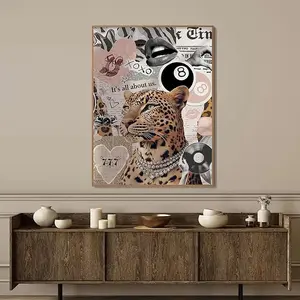 5D Full Drill Diamond Painting Kit, Y2K Leopard Collage Art, "It's all about us" Coquette Aesthetic DIY Wall Decor