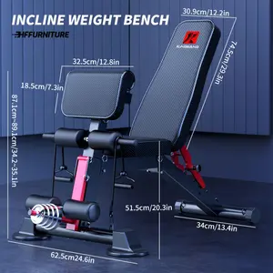 Sports equipment K KINGKANG Adjustable Weight Bench - Full Body Strength Training Equipment with Fast Folding, Durable Iron Construction, and Space-Saving Design for Home Gym Workout
