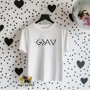 Faith Based + Tee - White Top with Heart Graphic, Short Sleeves, Casual Style, Suitable for Women - Womenswear