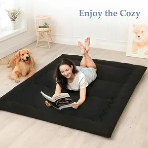 Japanese Floor Mattress 60"x 80"Queen Size Futon Mattress, 2.5" Thicken Tatami Mat Sleeping Pad Foldable Roll Up Mattress Boys Girls Dormitory Mattress, Black