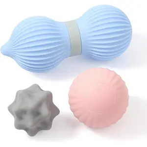 Silicone 3-Piece Massage Ball Set - Peanut, Textured and Spiky Lacrosse Balls to Relieve Tension,Muscle Knots & Plantar Fasciitis with Deep Tissue Release for Foot,Back,Hip,Arm & Legs
