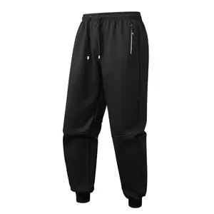 Men's Trendy Casual Joggers with Zipper Pockets, Fleece Lined Woven Fabric, Fall & Winter Fashion Pants, Comfortable Fit, Streetwear Athletic Joggers