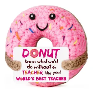 Teacher Appreciation Gifts for Women - Funny Handmade Crochet Donut Unique Cute Thank You Present for Teachers Birthday, Retirement, Back to School, End of Year, Daycare, Preschool