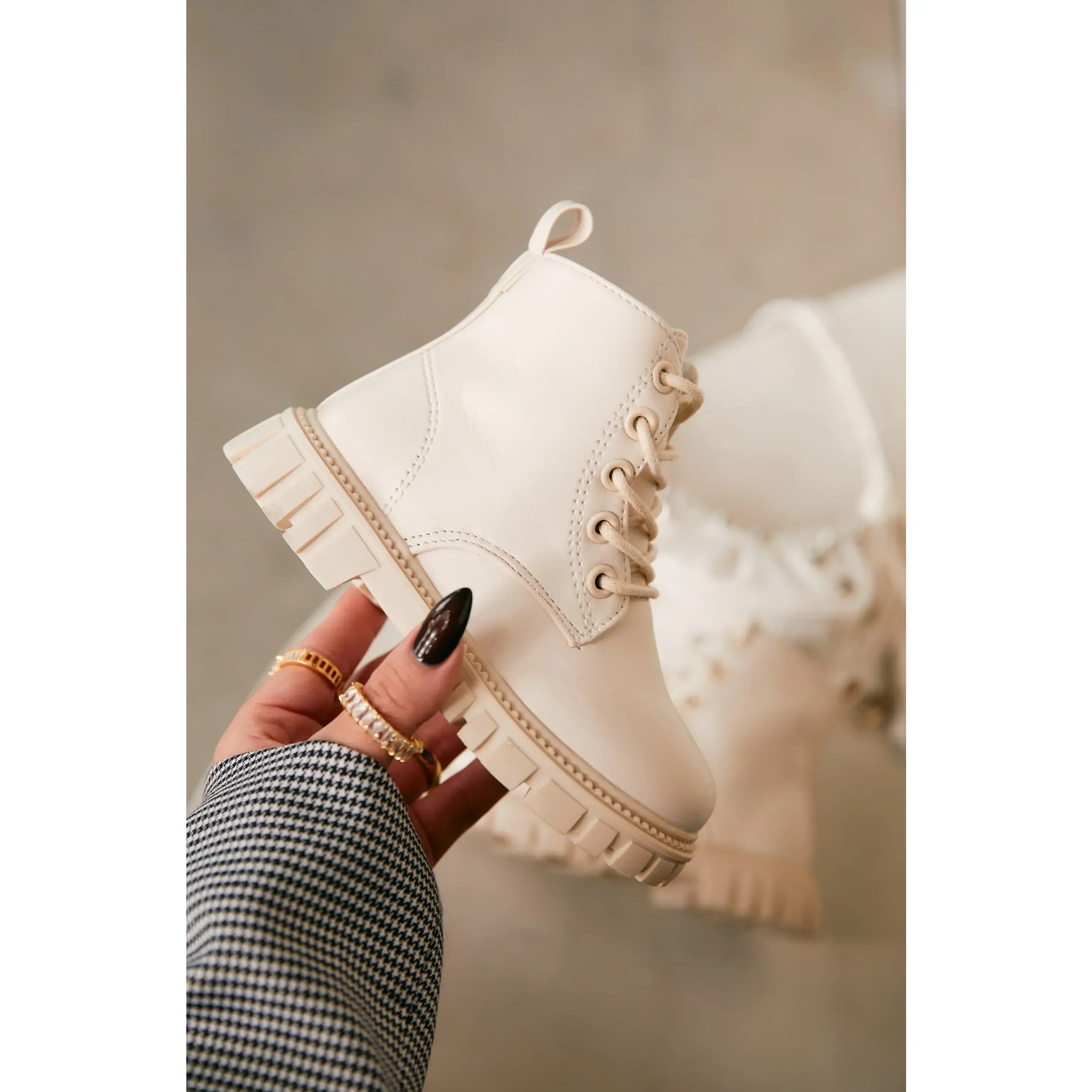 Ariella Lace Up Boots - Nude