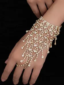 New Creative Rhinestone Mesh Fringe Bracelet, High-End Luxurious Style, Unique Personality Finger Chain, Versatile Women's Jewelry