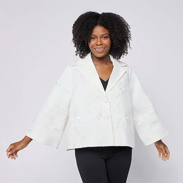 MarlaWynne WynneCollection Matte Sequin-Embellished Twill Jacket MarlaWynne WynneCollection Matte Sequin-Embellished Twill Jacket