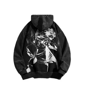 Jotaro Kujo and his Stand, Star Platinum, from JoJo's Bizarre Adventure - Long Sleeve Cotton Unisex Vintage Hoodie