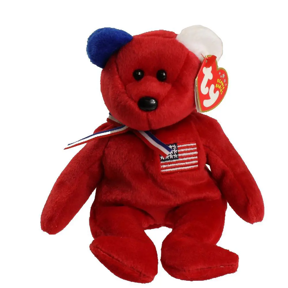 TY Beanie Baby - AMERICA the Bear (Red Version - Internet Exclusive) (8.5 inch) (2001) - MWMTs