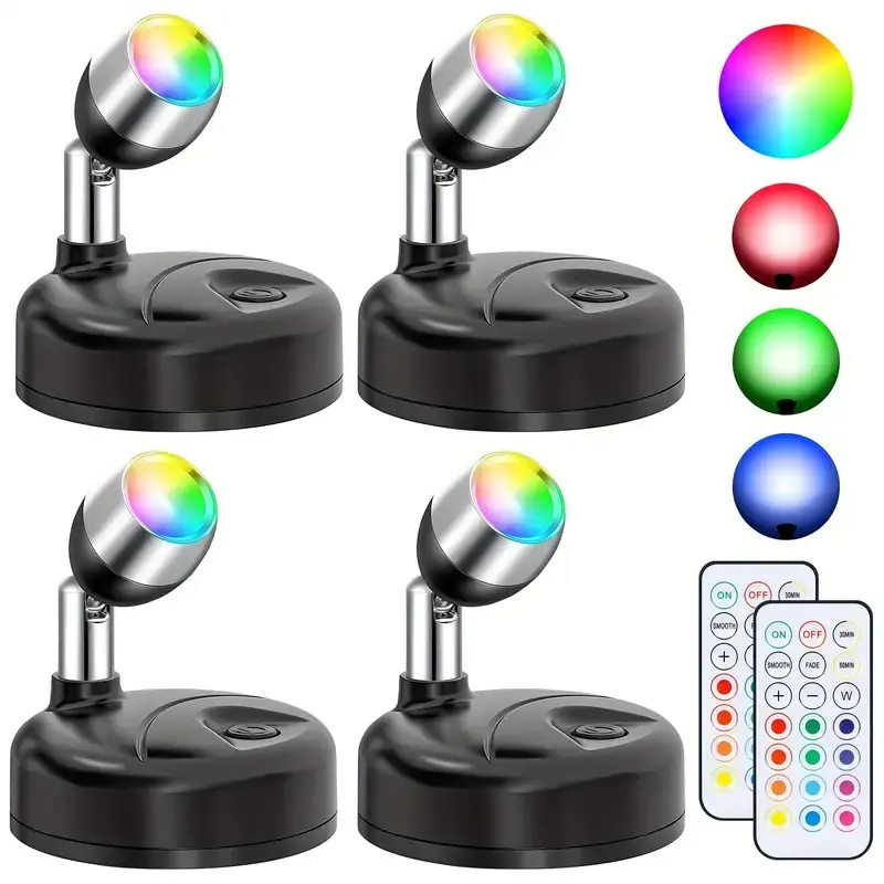 Wireless RGBW Decor SpotLights Indoor, Floor Uplighting Indoor, 13 Color Changing Tree Lights, Picture Lights With Remote And Timer, Accent Lights For Plant Holiday Party