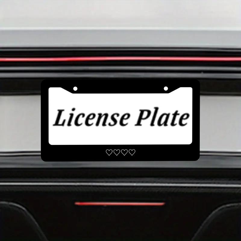 White Heart Design Aluminum License Plate Frame, Rust-Proof Universal Fit with Decorative Screws, 12. 2x6.. 3 Inch for Standard 2-Hole U. S. License Plates