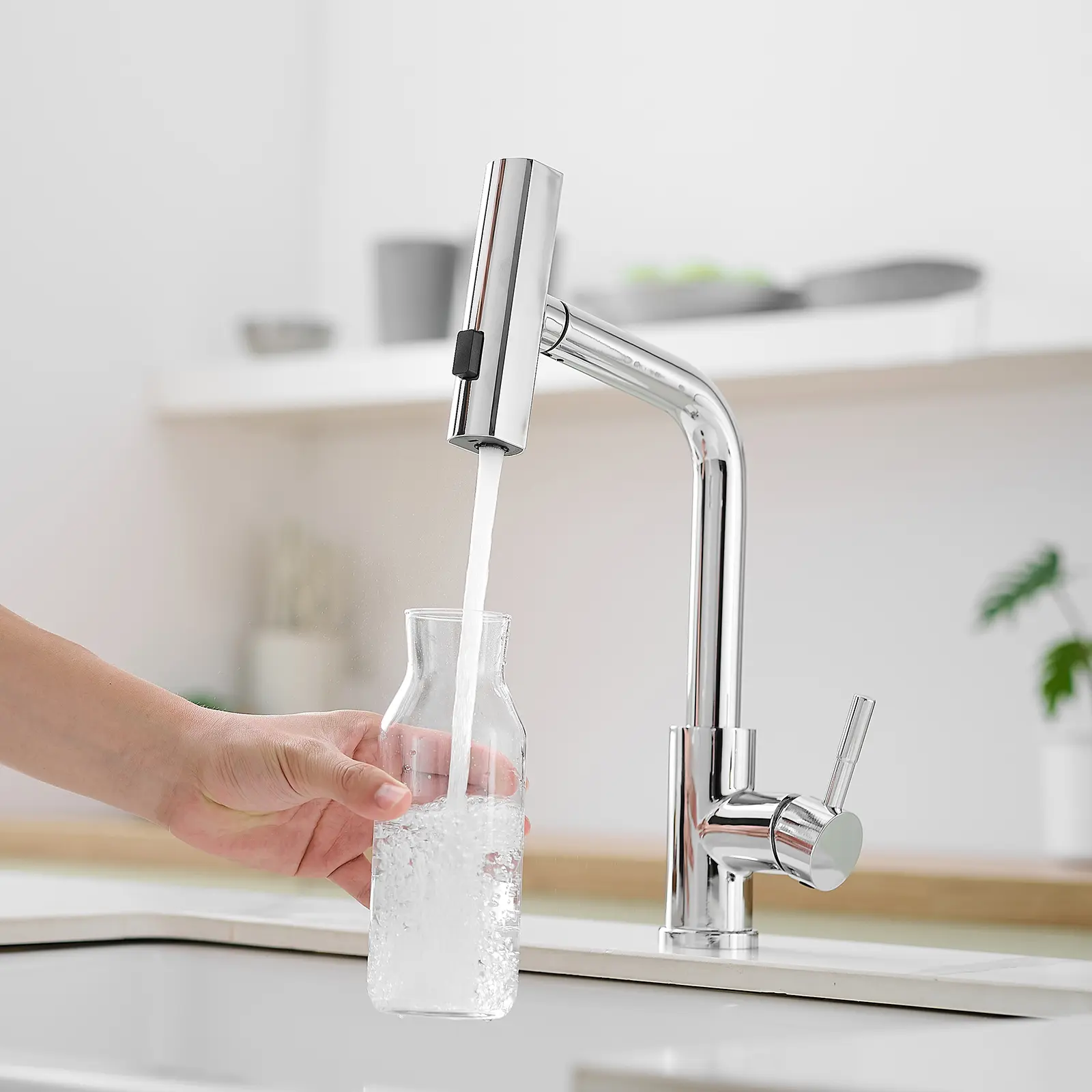 Stainless Steel Pull-Down Pull-Out Kitchen Faucet - 360° Rotatable High-Arc, Single Handle, 3 Spray Modes, Brushed Nickel & Gun Grey Finishes, Corrosion Resistant Kitchen Taps,BradleyCole, Ceramic, Rotating Spout