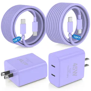 iPhone 17/17 Air/17pro/17pro max, 16/16 Pro/16 Pro Max/16 Plus, 15/15 Pro Fast Charging 45W Dual Port USB C Charger Block with 10ft Long Fast Charging Cord Cable for Phone 16 15 Pro Max,Pad Pro/Air, Galaxy S25/S24