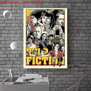 1 piece/set frameless canvas painting print poster, Classic Movie scenes Poster art，Pulp Fiction Movie Poster，a perfect gift for Movie loves, ideal gift for bedroom, living room, dorm hallway, kitchen, mural, wall decoration, room decor