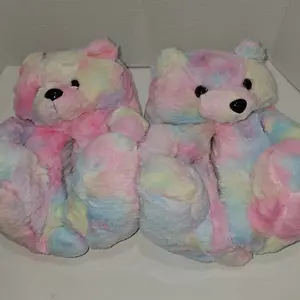 Cotton Candy Teddy Bear Slippers
