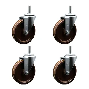 Service Caster SCC-TS20S514-PHRHT-58212-4 High Temperature Phenolic Swivel Threaded Stem Caster with 5 x 1.25 in. Brown Wheels & 0.63 in. Stems - Set of 4