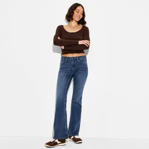 Women's Mid-Rise Curvy Flare Jeans - Wild Fable Dark Wash 12