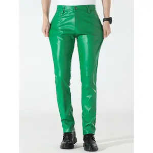 New ModelMen'S White Faux Leather Pants - Slim Fit, Mid Waist, Zipper Fly, Polyester Lined, Perfect for Parties and Casual Wear, Casual Wear Pants | Slim Fit Pants | Polyester Lined Pants