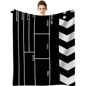 Vintage Film Clapperboard Design Soft Fleece Blanket Cozy Fuzzy Plush Comfy All-Season Throw, Movie Enthusiast lover Valentine's Birthday Gift Idea