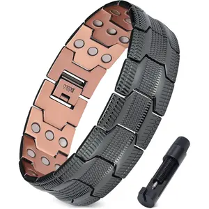 3X Strength Copper Magnetic Bracelet for Men,Pure Copper Bracelet Included Adjustable Sizing Tool