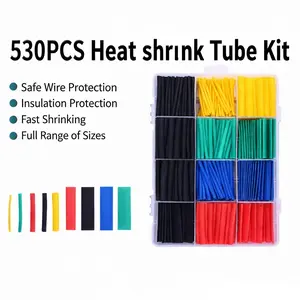 Heat Shrink Tubing Kit - 530 Pcs 2:1 Ratio Waterproof Insulation Sleeves with Storage Case Colored Adhesive Lined Tubes for Home Repairs Electronics DIY Projects
