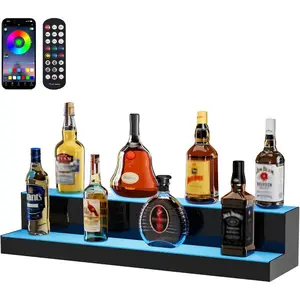VEVOR LED Lighted Liquor Bottle Display Shelf, Square 48 Inches, Supports USB, Illuminated Home Bar Shelf w/RF Remote App Control 7 Static Colors 1-4 H Timing, Acrylic Wall-Mounted ShelfVEVOR Super Brand Day