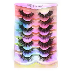 7 Pairs Fluffy False Eyelashes, Wispy Lashes, Volumized Eyelash Extensions, False Eyelashes For Women And Girls Eye Makeup Enhancement
