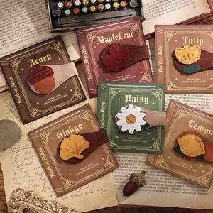 1 Pc Leather Bookmark With Leather Rope Tassel, Classic Hand-Stitched Page Marker With Botanical Plants & Fruits Theme, Elegant Reading Accessory & Gift For Book Lovers, Women, Men, Readers