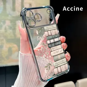 Phone Case for iPhone 17 Pro Max 16 15 Plus Air 14 13 12 11 E Floral Book Stack Pattern Transparent Lens Protection Durable Soft Silicone Cover Gift