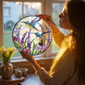 Hummingbird Window Suncatcher, Floral Bird Decor