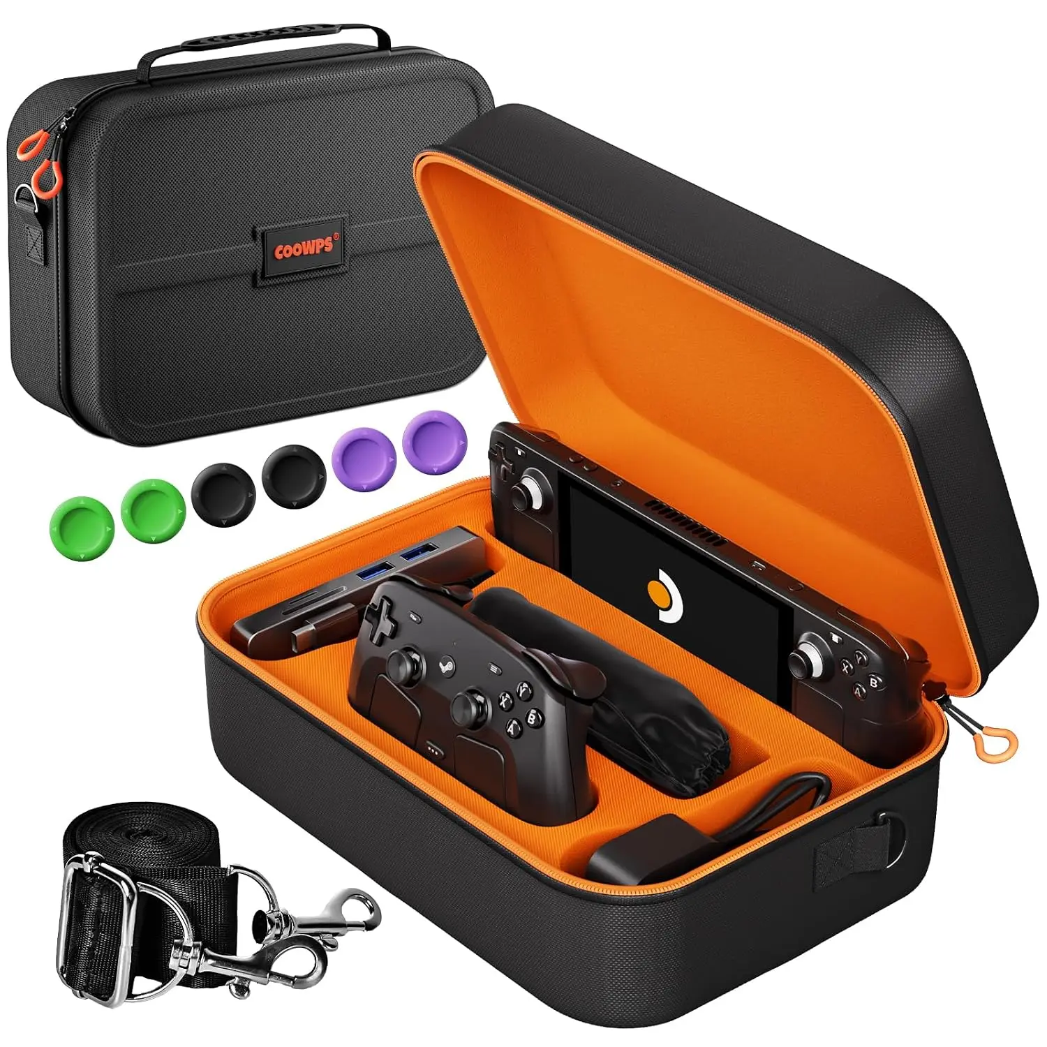 COOWPS Case for Steam Deck/Steam Controller 2 (2026), 6Pcs Thumb Grip Caps, Hard Shell Full Protection Portable Travel Storage Cases for Steam Deck OLED, Docking Station & Charger Adapter Cables techvibes