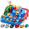 Kids Race Track Car Set, Interactive Parking Garage Toy with Mini Cars, Ramps, Slides and Road Signs for Boys Girls