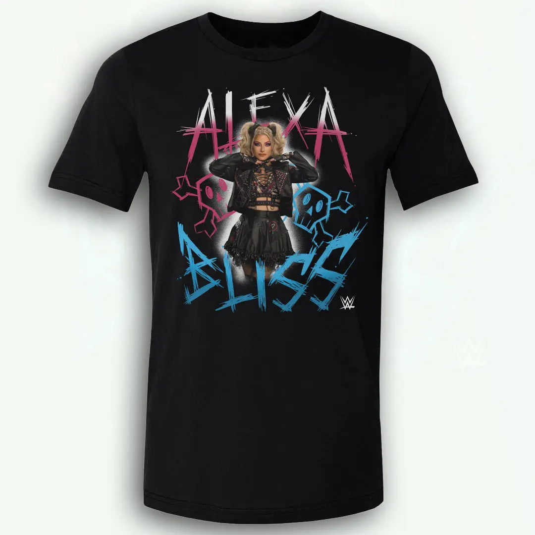 Men’s Wrestling Graphic T-Shirt, Alexa Bliss Skulls Tee Dark Diva Gothic Aesthetic Shirt, Bold Fan Streetwear Style, Casual Outfit Gift for Wrestling Fans
